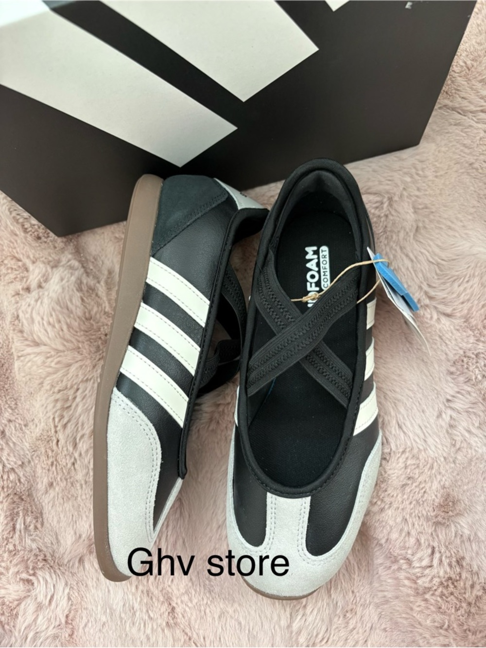 adidas Black and White barreada Mary Jane ballet Style Sneakers - Picture 9 of 10